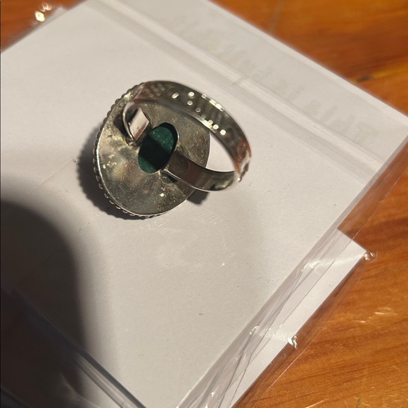 Malachite Natural Gemstone 925
 Silver SIZE 10.5 - Picture 8 of 10